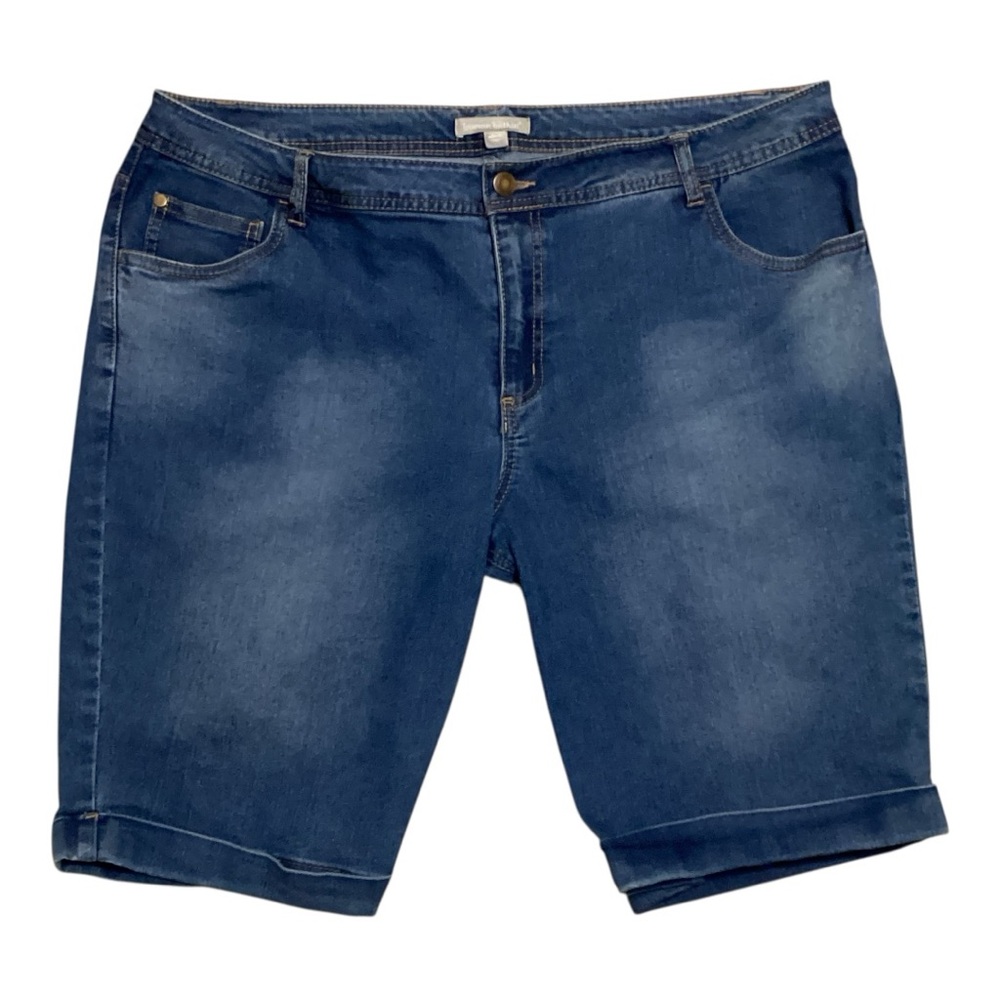 Woman Within Blue Jean Bermuda Shorts with Rolled Hem Plus Size 18W